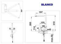 MEDIDAS MONOMANDO COCINA ABATIBLE MANDO IZQUIERDA LARESSA-F BLANCO